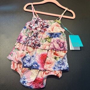 Posh Peanut bubble Floral Baby Romper with Ruffles